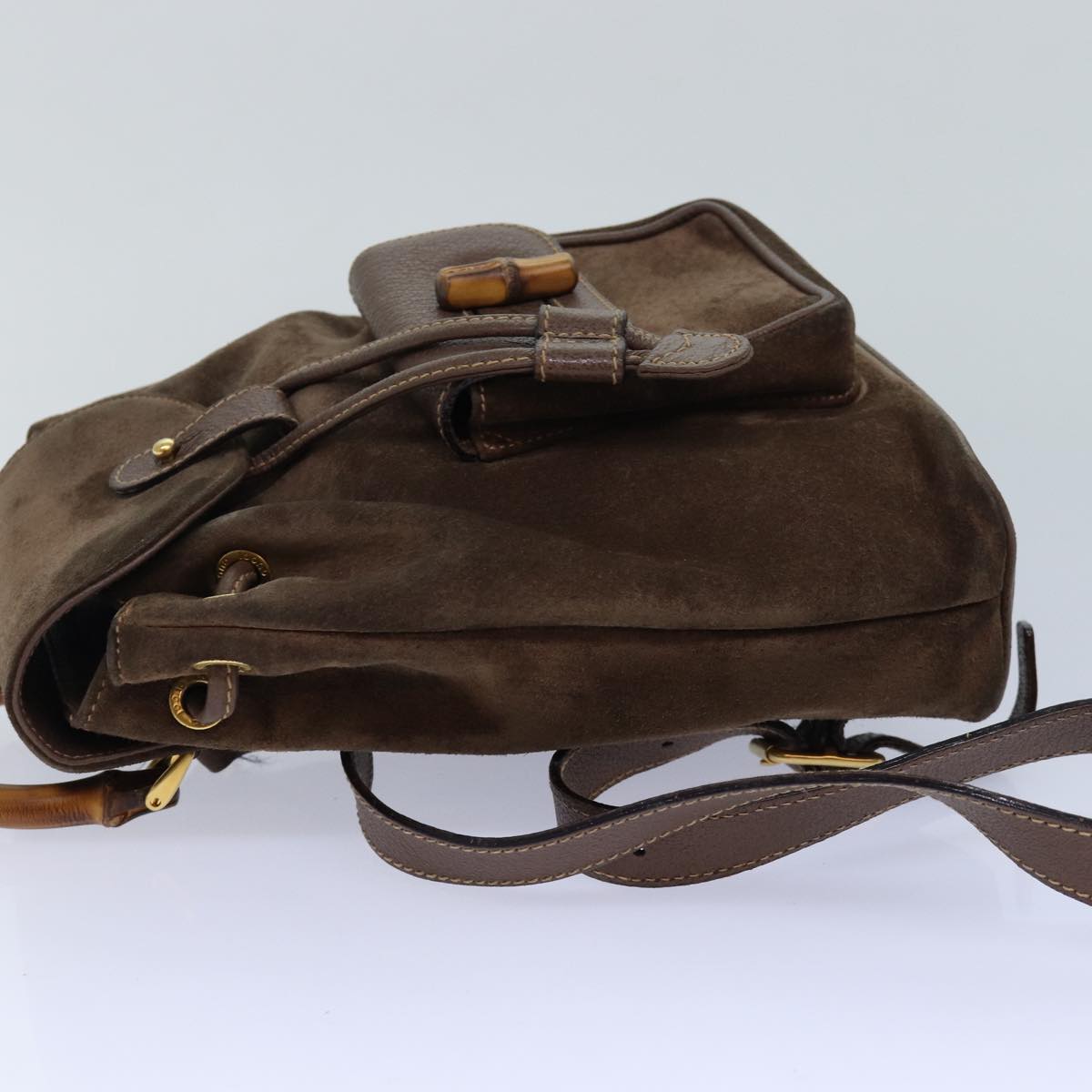 GUCCI Bamboo Backpack Suede Brown Gold 003 2058 0030 th5215