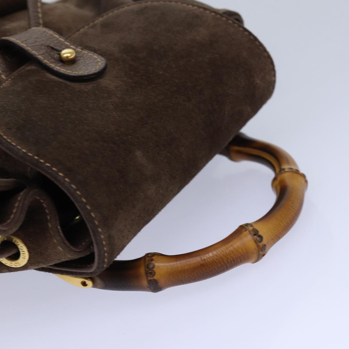 GUCCI Bamboo Backpack Suede Brown Gold 003 2058 0030 th5215