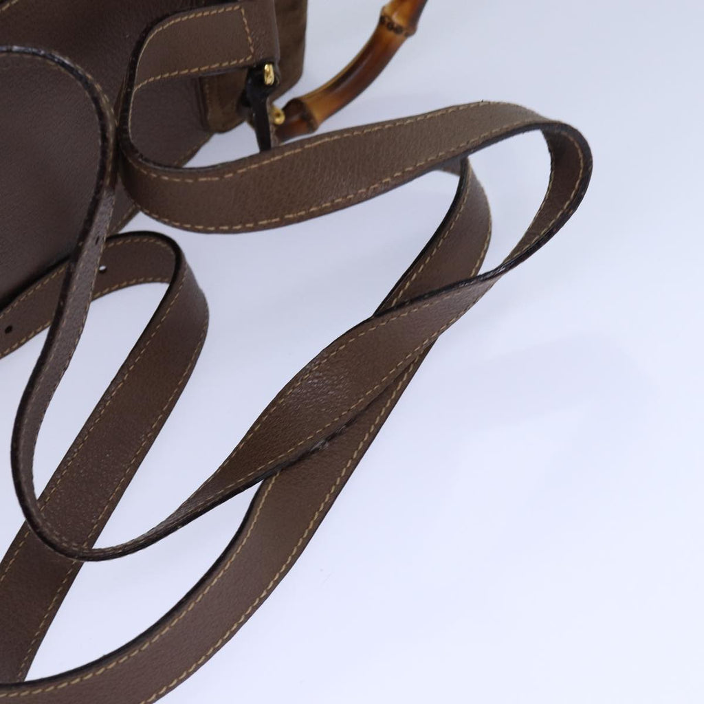 GUCCI Bamboo Backpack Suede Brown Gold 003 2058 0030 th5215