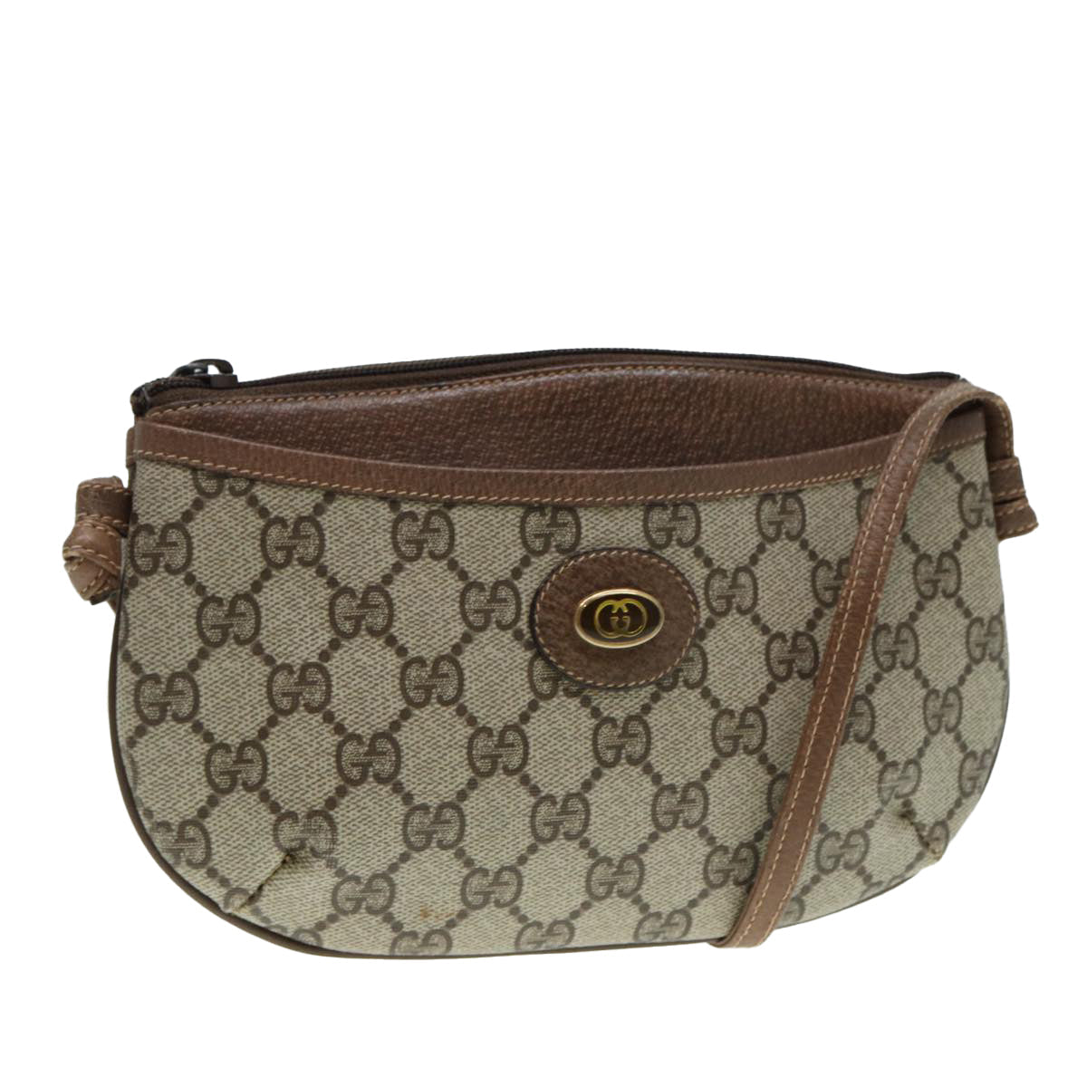 GUCCI GG Supreme Shoulder Bag PVC Beige Gold 904 02 020 th5229