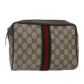 GUCCI GG Supreme Web Sherry Line Clutch Bag PVC Red Beige 56 01 012 th5230