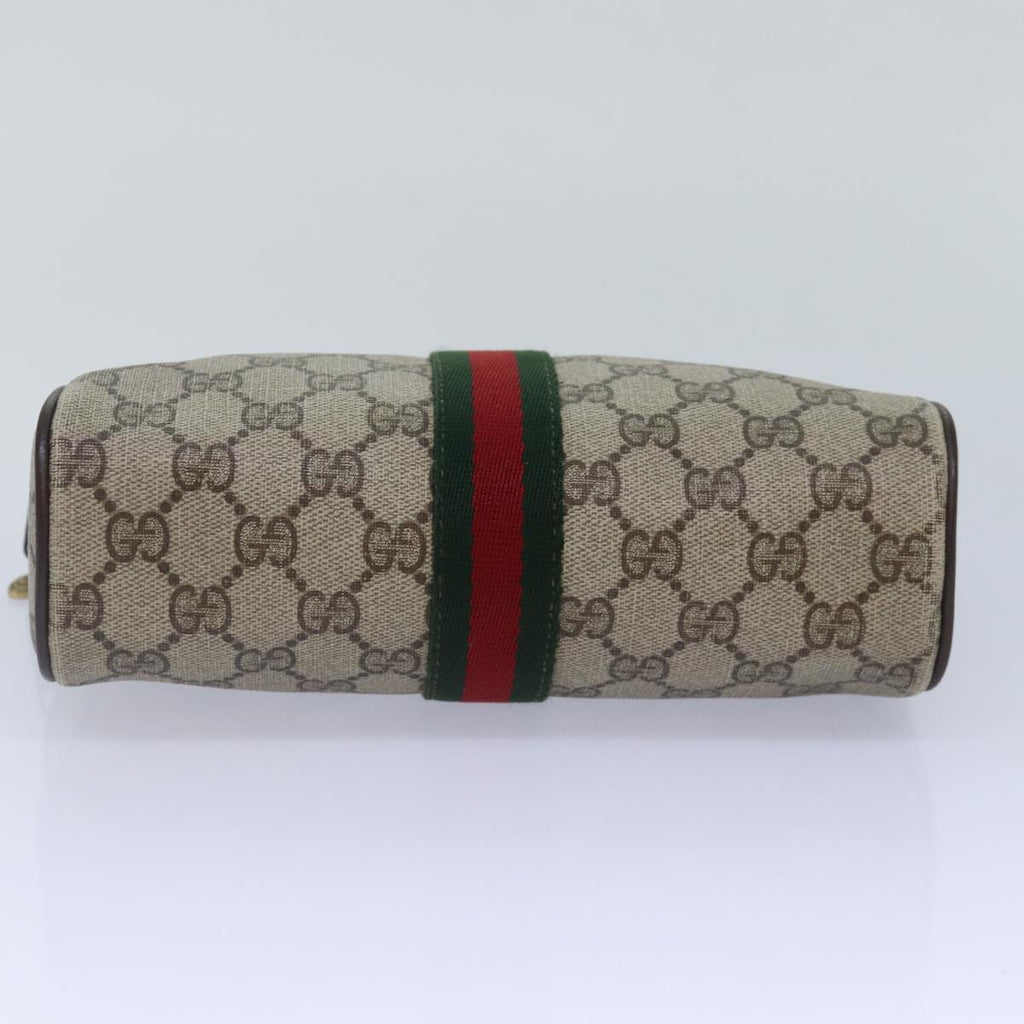 GUCCI GG Supreme Web Sherry Line Clutch Bag PVC Red Beige 56 01 012 th5230