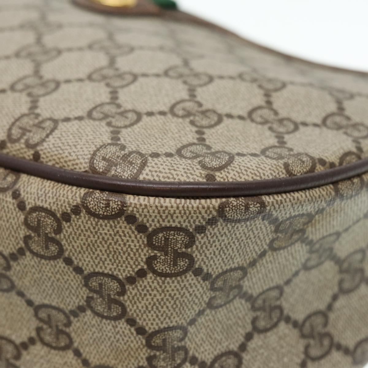 GUCCI GG Supreme Web Sherry Line Shoulder Bag PVC Beige 89 02 077 th5234