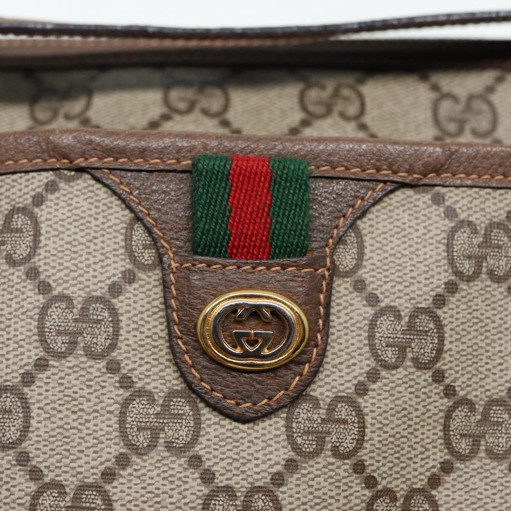 GUCCI GG Supreme Web Sherry Line Shoulder Bag PVC Beige 89 02 077 th5234