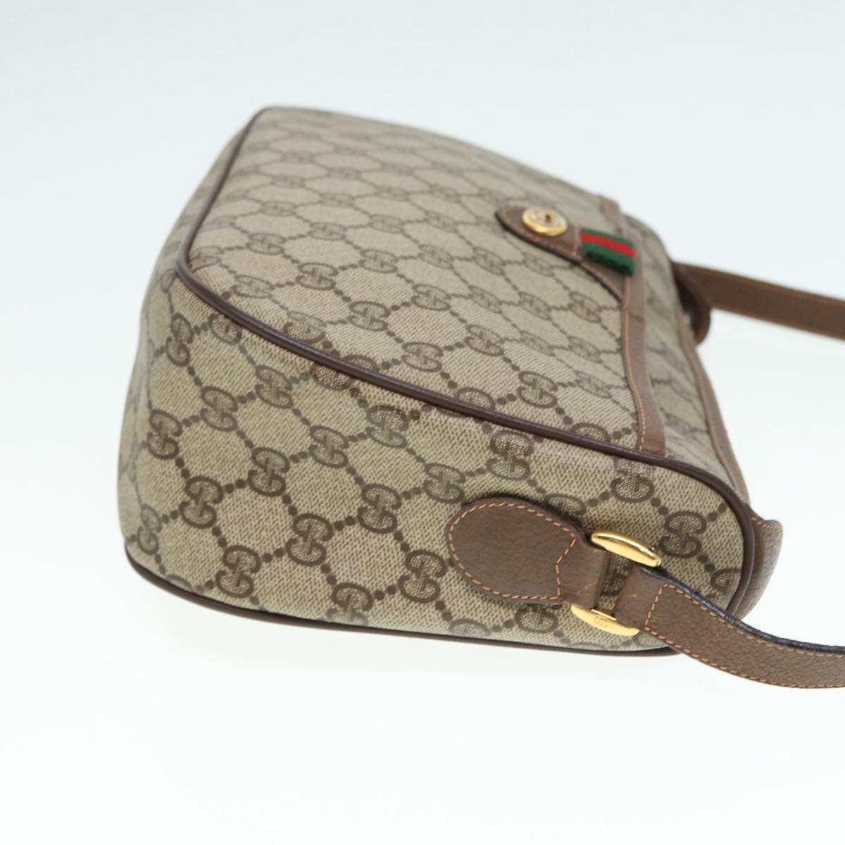 GUCCI GG Supreme Web Sherry Line Shoulder Bag PVC Beige 89 02 077 th5234