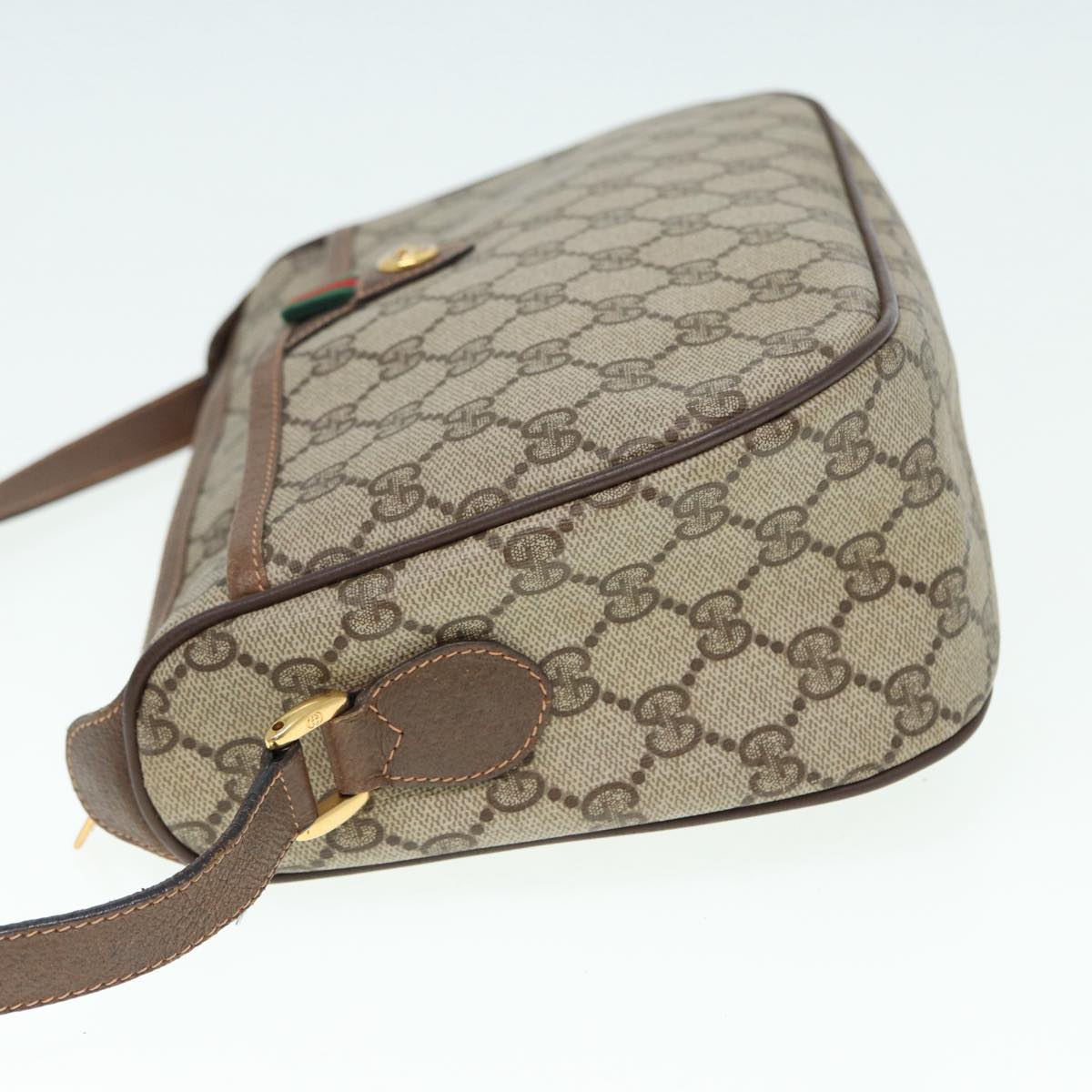 GUCCI GG Supreme Web Sherry Line Shoulder Bag PVC Beige 89 02 077 th5234