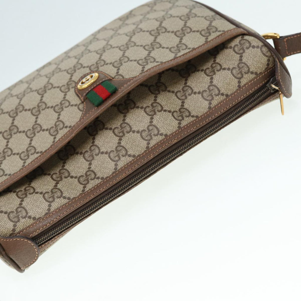 GUCCI GG Supreme Web Sherry Line Shoulder Bag PVC Beige 89 02 077 th5234
