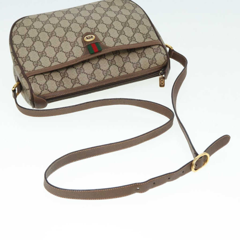 GUCCI GG Supreme Web Sherry Line Shoulder Bag PVC Beige 89 02 077 th5234