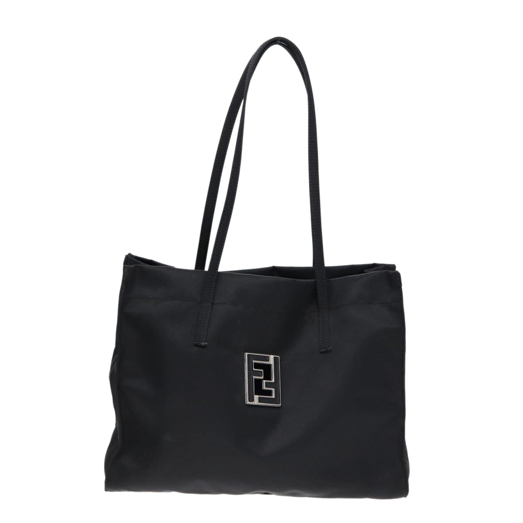 FENDI Tote Bag Nylon Black Silver th5238