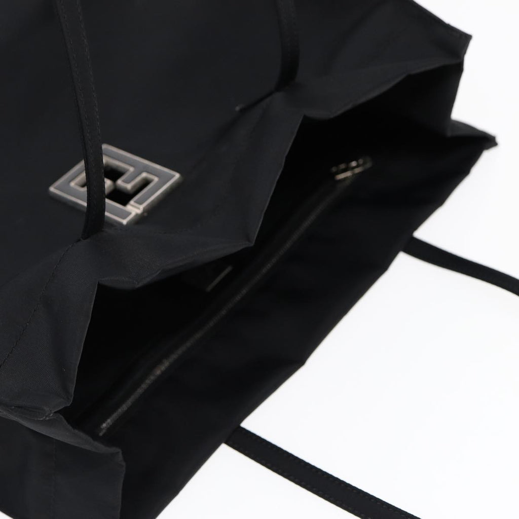 FENDI Tote Bag Nylon Black Silver th5238