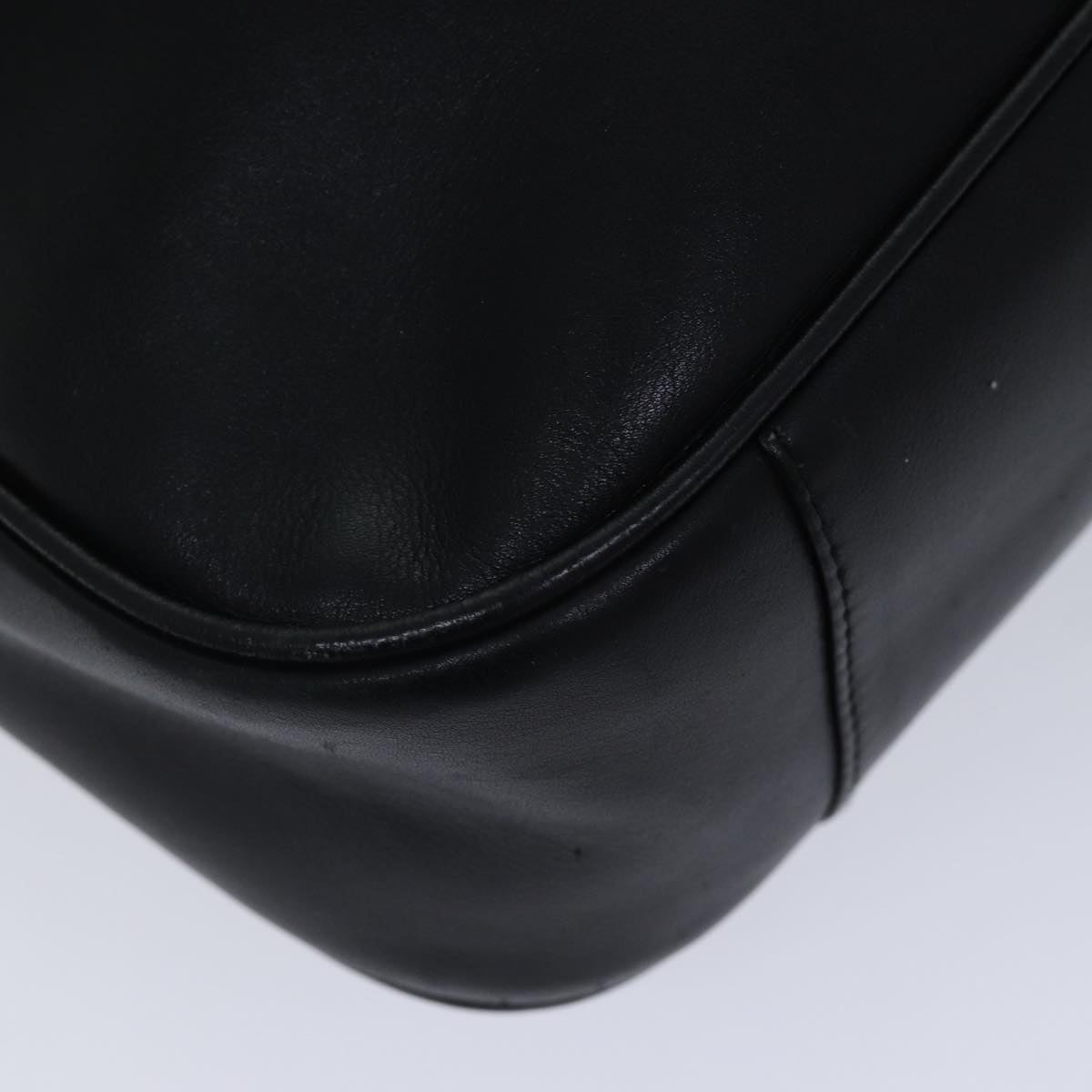 GUCCI Bamboo Hand Bag Leather 2way Black th5241