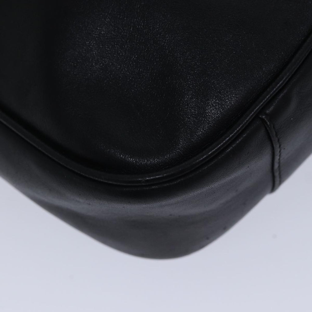GUCCI Bamboo Hand Bag Leather 2way Black th5241
