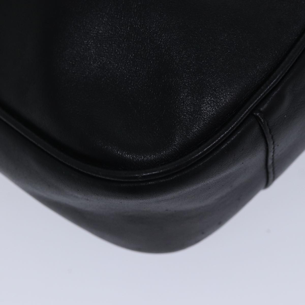 GUCCI Bamboo Hand Bag Leather 2way Black th5241