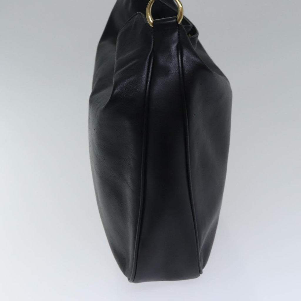 GUCCI Bamboo Hand Bag Leather 2way Black th5241