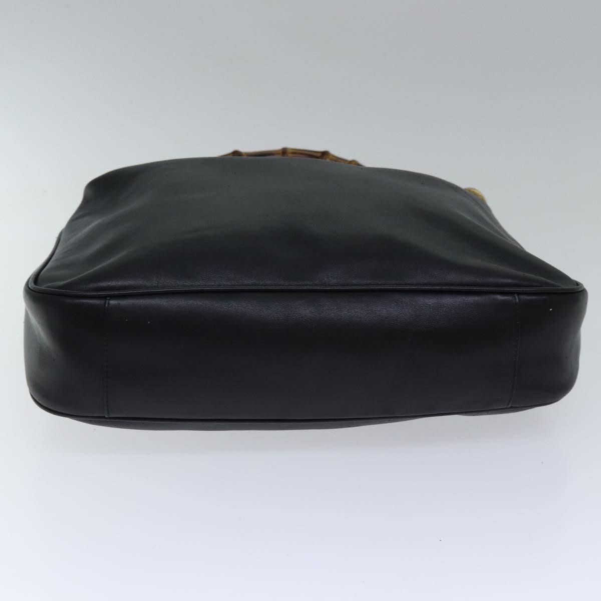 GUCCI Bamboo Hand Bag Leather 2way Black th5241