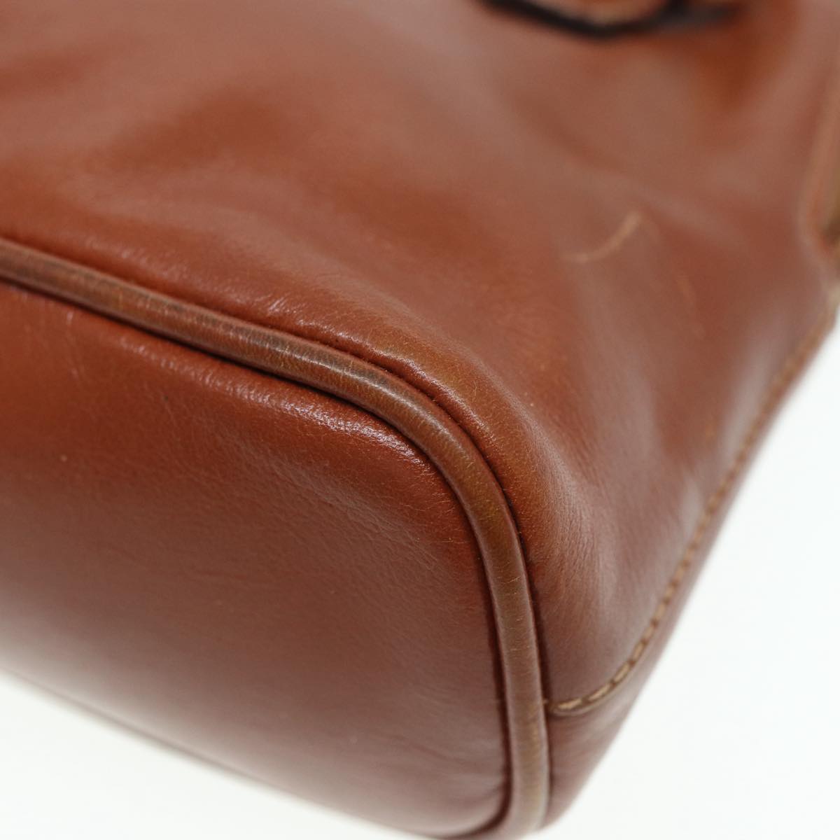 GUCCI Bamboo Hand Bag Leather 2way Brown Gold 007 1014 0231 th5242