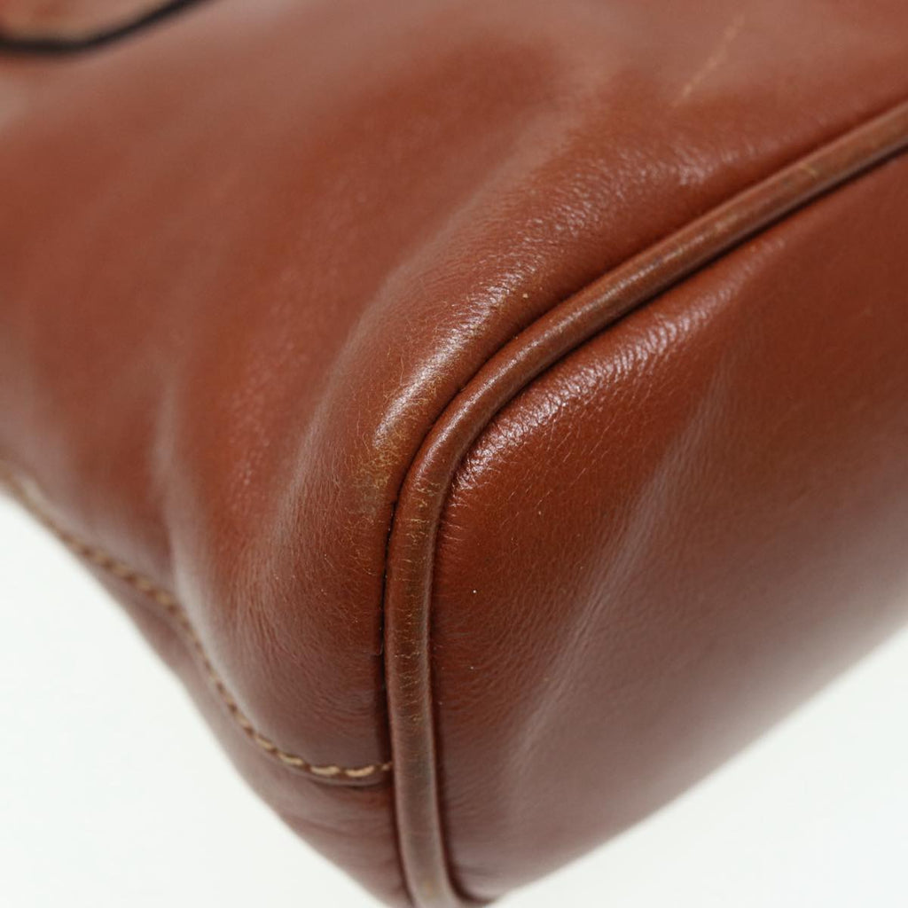 GUCCI Bamboo Hand Bag Leather 2way Brown Gold 007 1014 0231 th5242
