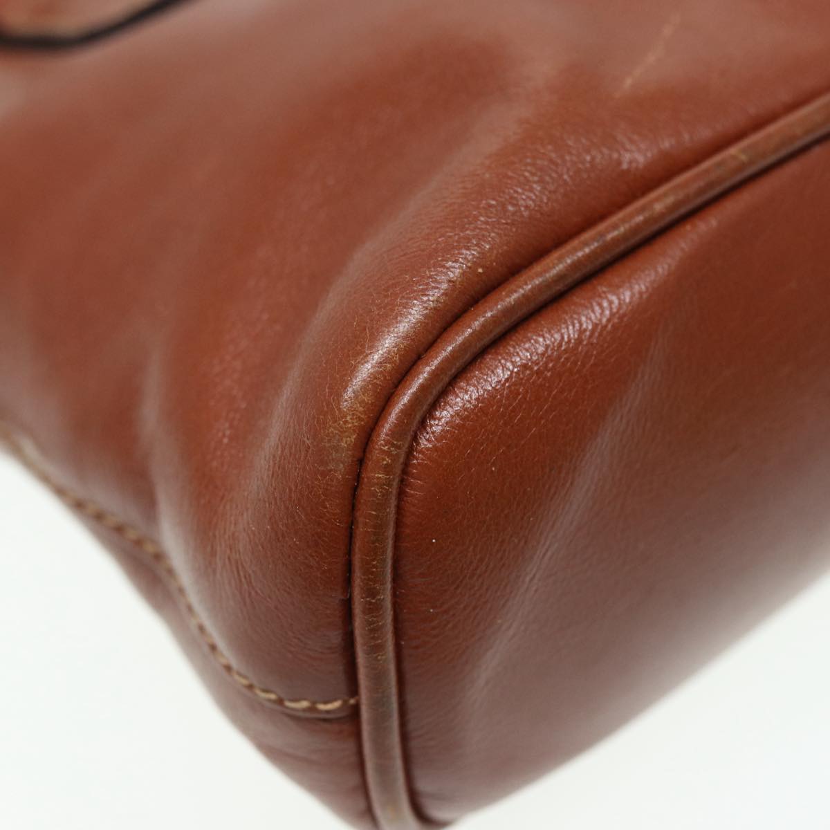 GUCCI Bamboo Hand Bag Leather 2way Brown Gold 007 1014 0231 th5242