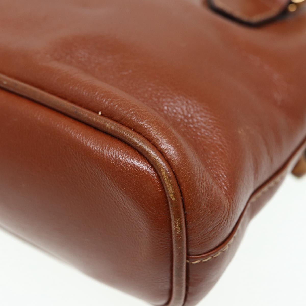GUCCI Bamboo Hand Bag Leather 2way Brown Gold 007 1014 0231 th5242