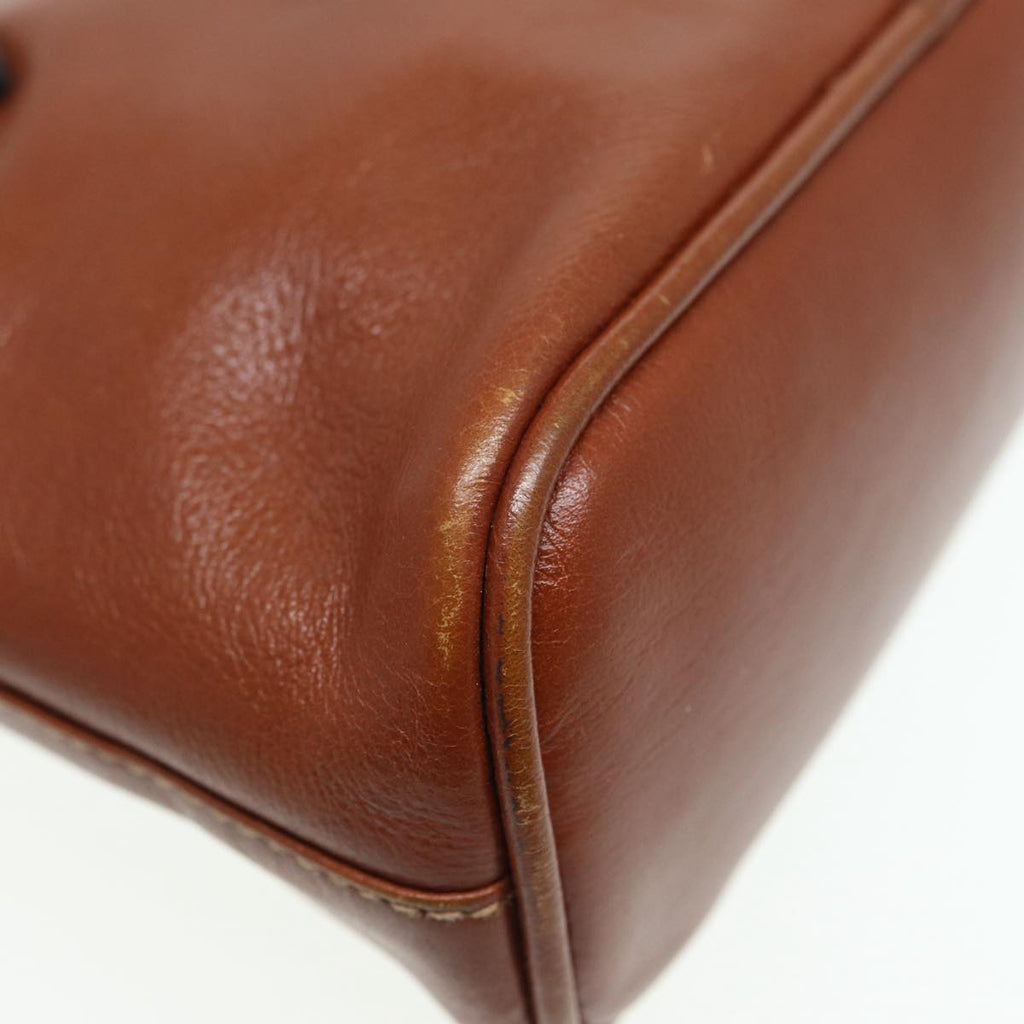 GUCCI Bamboo Hand Bag Leather 2way Brown Gold 007 1014 0231 th5242