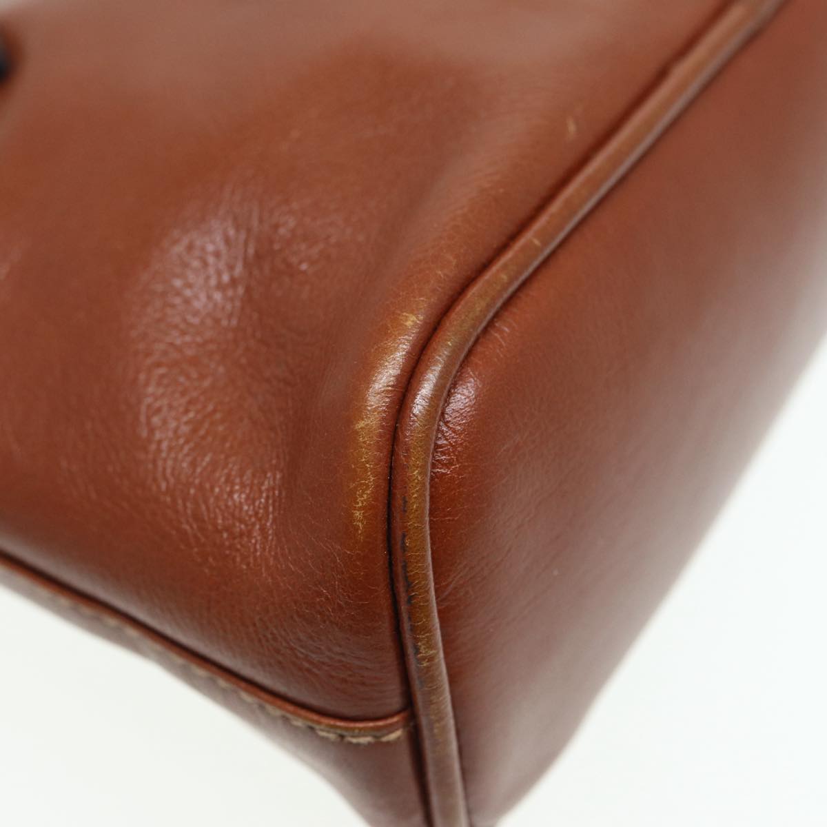 GUCCI Bamboo Hand Bag Leather 2way Brown Gold 007 1014 0231 th5242