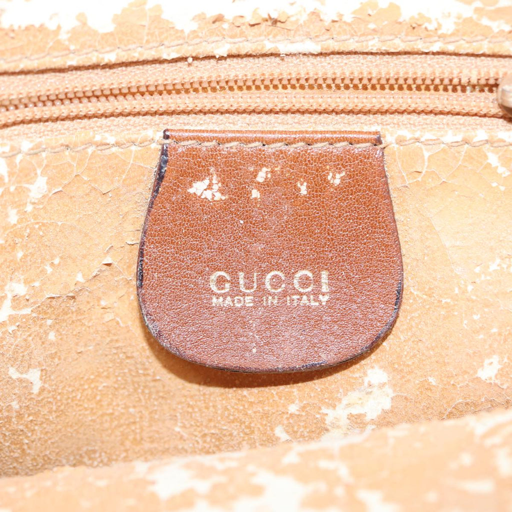 GUCCI Bamboo Hand Bag Leather 2way Brown Gold 007 1014 0231 th5242