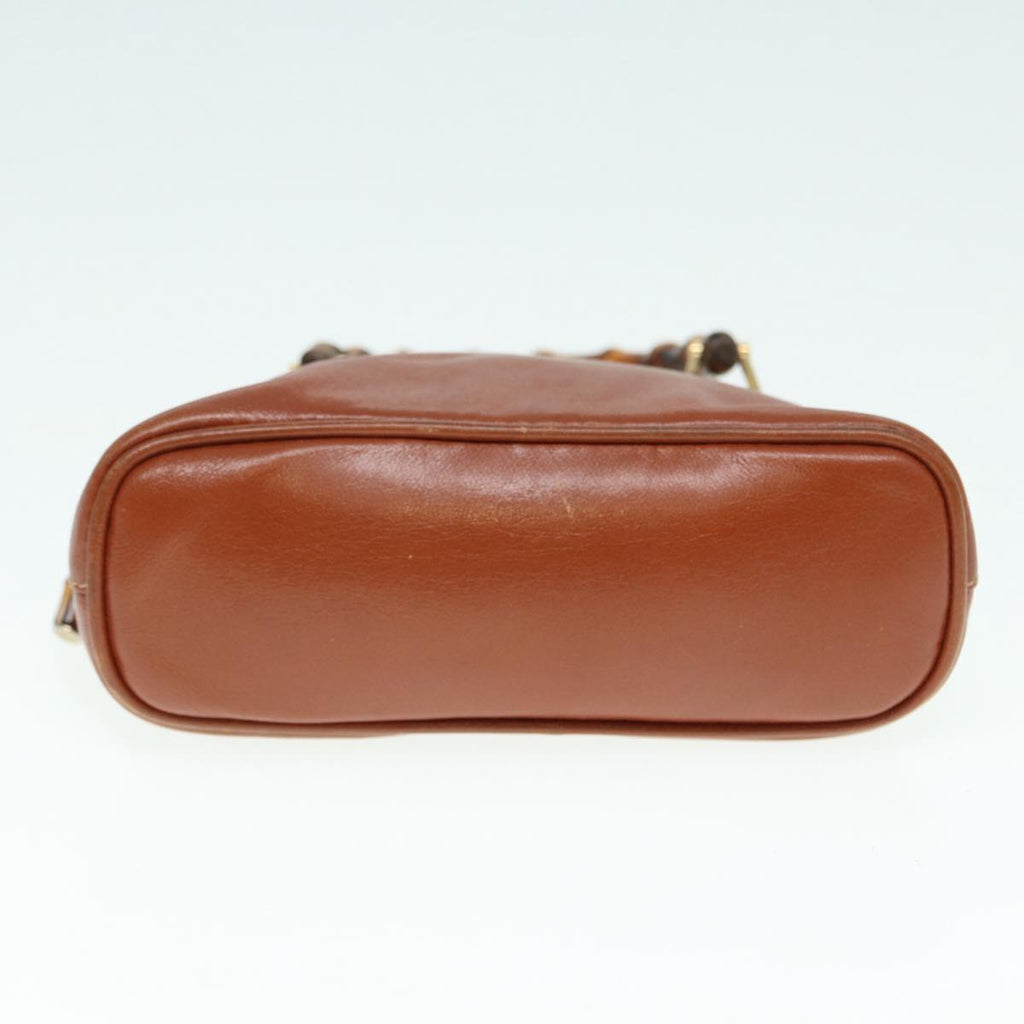 GUCCI Bamboo Hand Bag Leather 2way Brown Gold 007 1014 0231 th5242