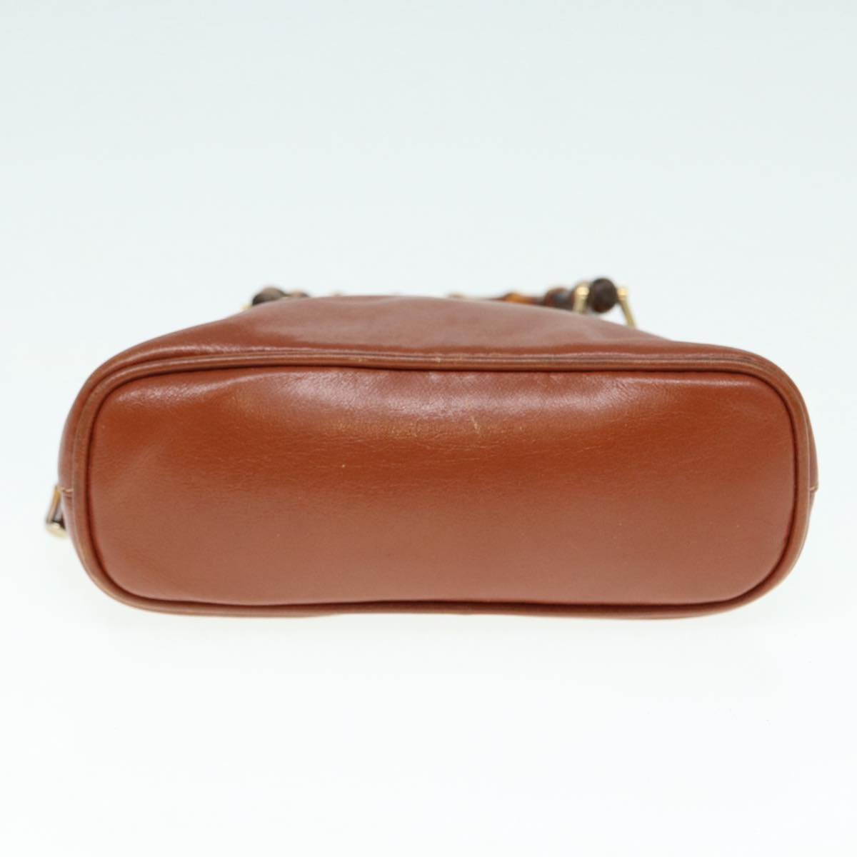 GUCCI Bamboo Hand Bag Leather 2way Brown Gold 007 1014 0231 th5242