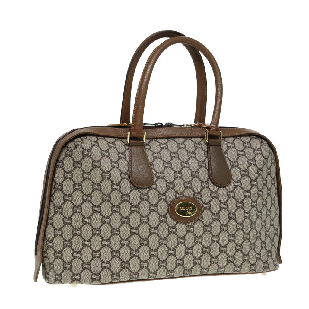 GUCCI GG Plus Supreme Hand Bag PVC Beige Gold th5244