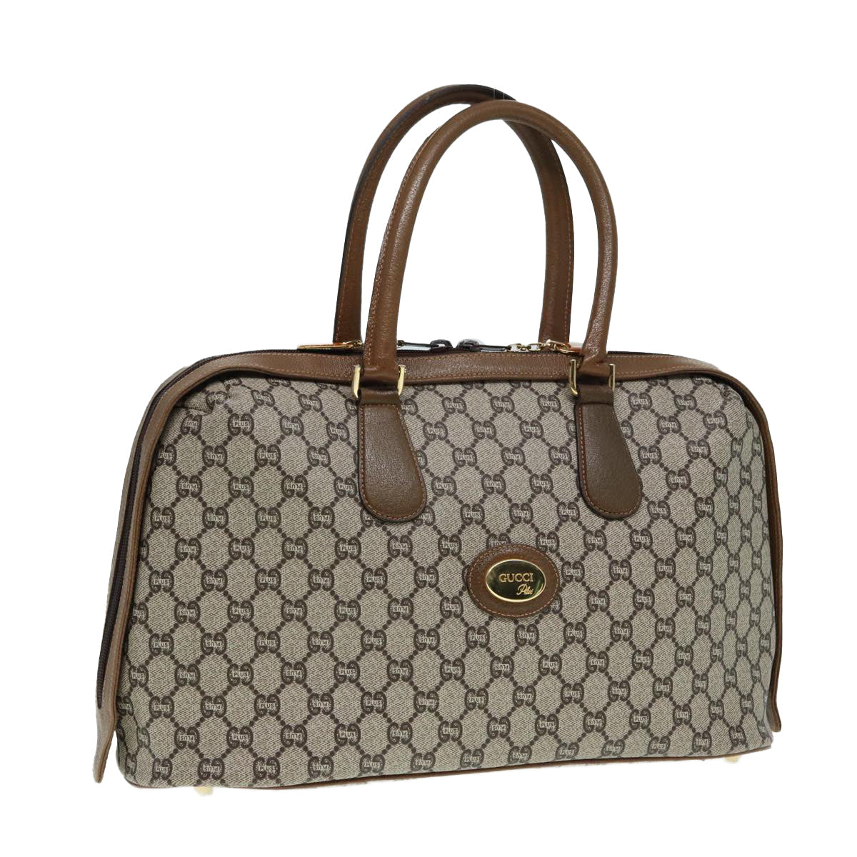 GUCCI GG Plus Supreme Hand Bag PVC Beige Gold th5244