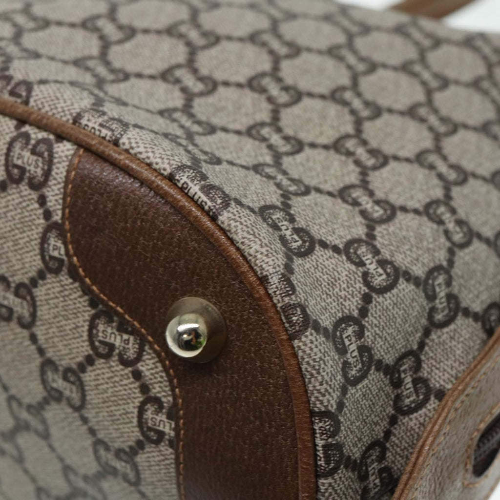 GUCCI GG Plus Supreme Hand Bag PVC Beige Gold th5244