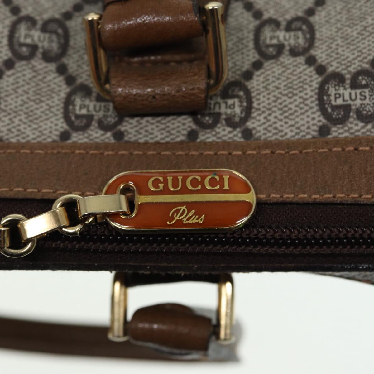 GUCCI GG Plus Supreme Hand Bag PVC Beige Gold th5244