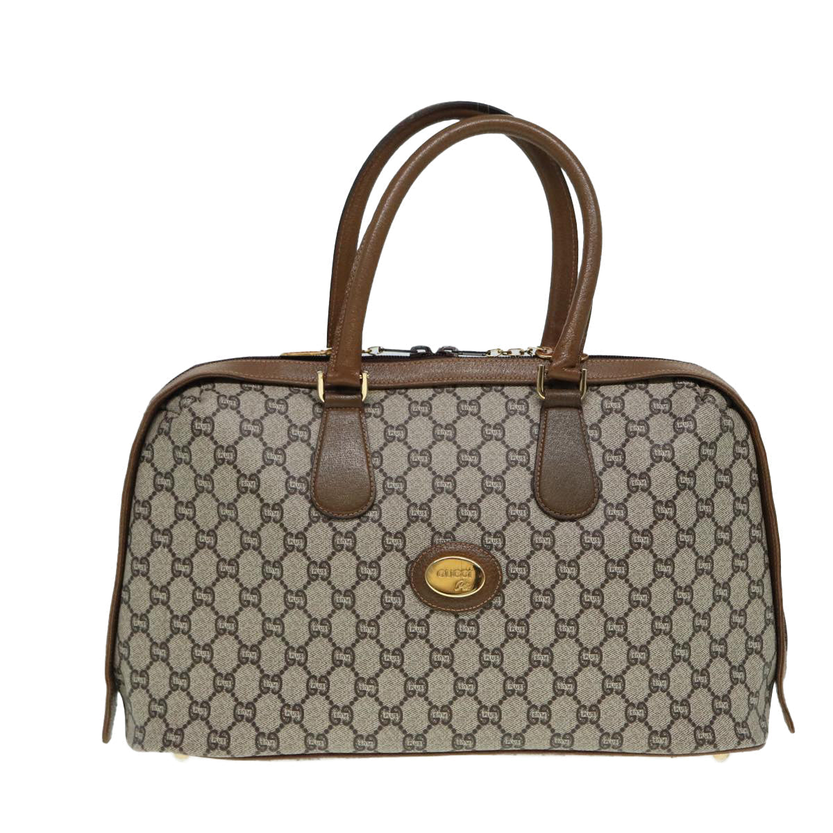 GUCCI GG Plus Supreme Hand Bag PVC Beige Gold th5244