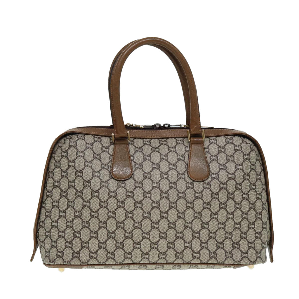 GUCCI GG Plus Supreme Hand Bag PVC Beige Gold th5244