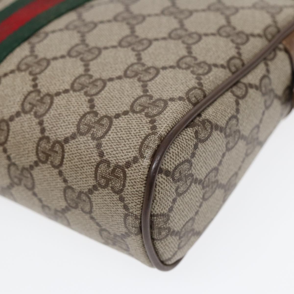 GUCCI GG Supreme Web Sherry Line Clutch Bag PVC Beige Gold 89 01 012 th5249