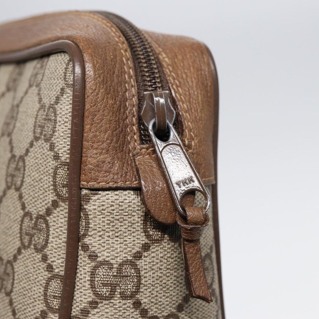 GUCCI GG Supreme Web Sherry Line Clutch Bag PVC Beige Gold 89 01 012 th5249