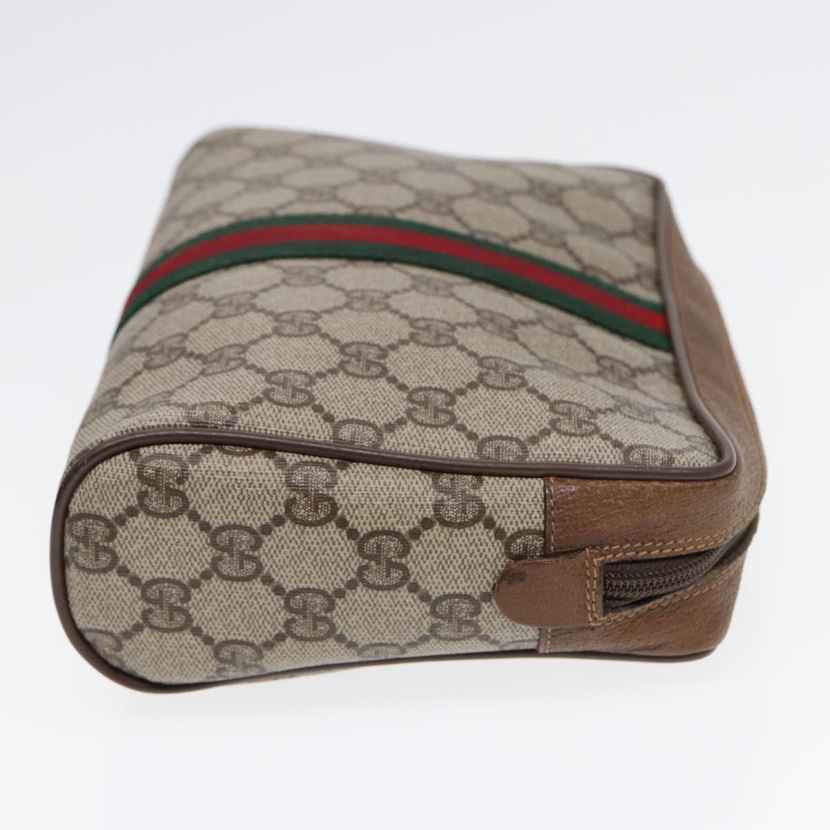GUCCI GG Supreme Web Sherry Line Clutch Bag PVC Beige Gold 89 01 012 th5249