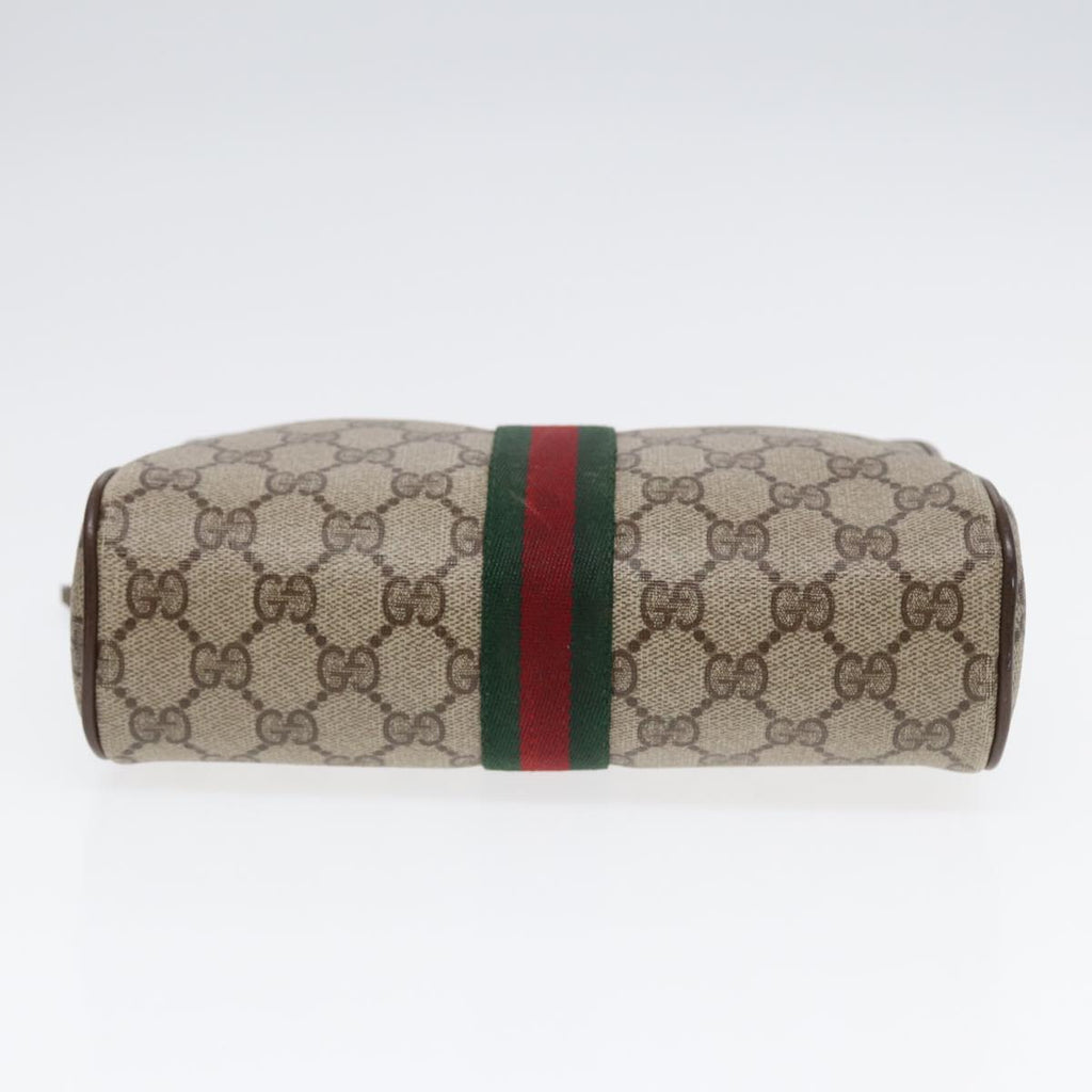 GUCCI GG Supreme Web Sherry Line Clutch Bag PVC Beige Gold 89 01 012 th5249
