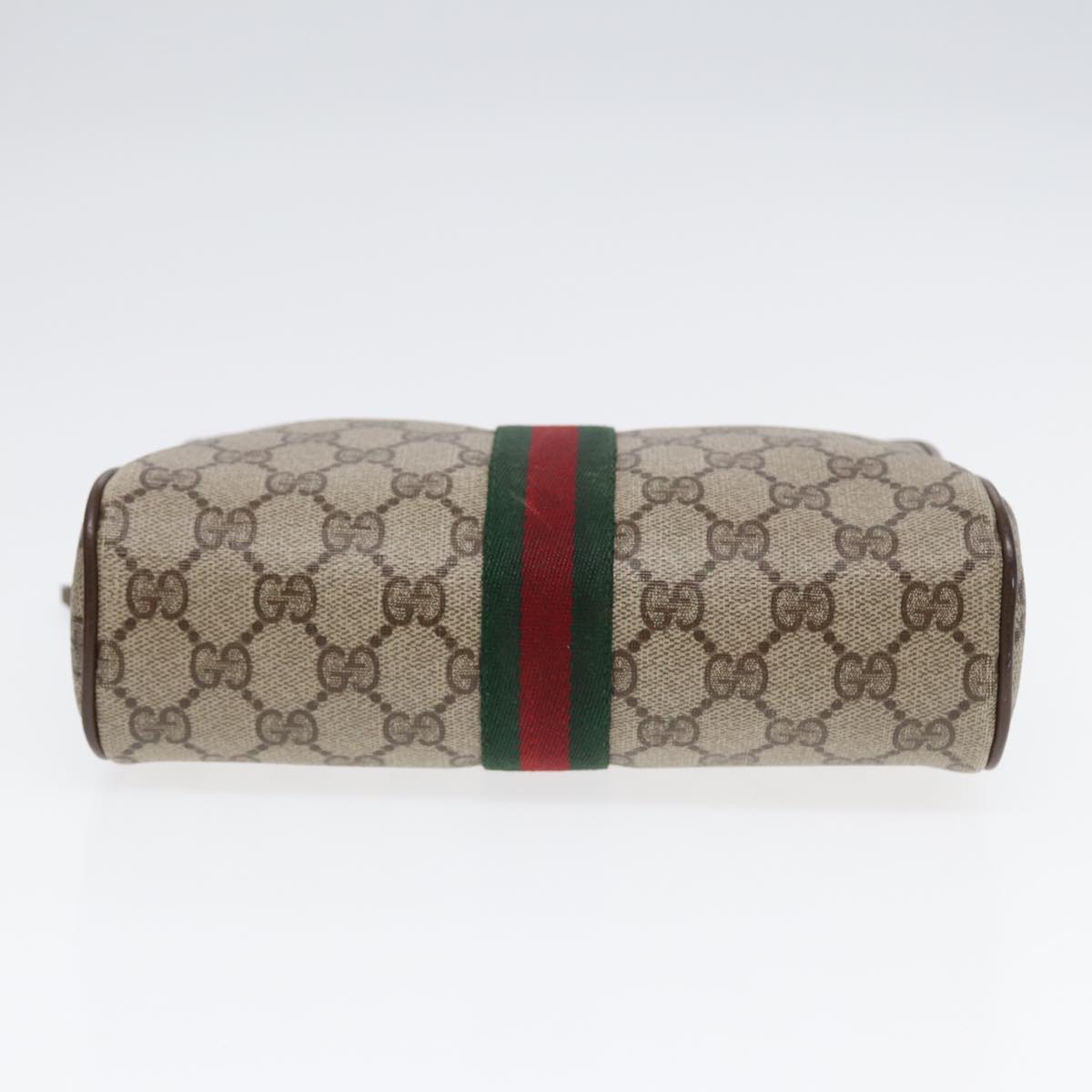 GUCCI GG Supreme Web Sherry Line Clutch Bag PVC Beige Gold 89 01 012 th5249