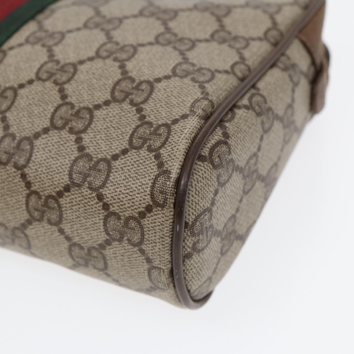 GUCCI GG Supreme Web Sherry Line Clutch Bag PVC Beige Gold 89 01 012 th5249
