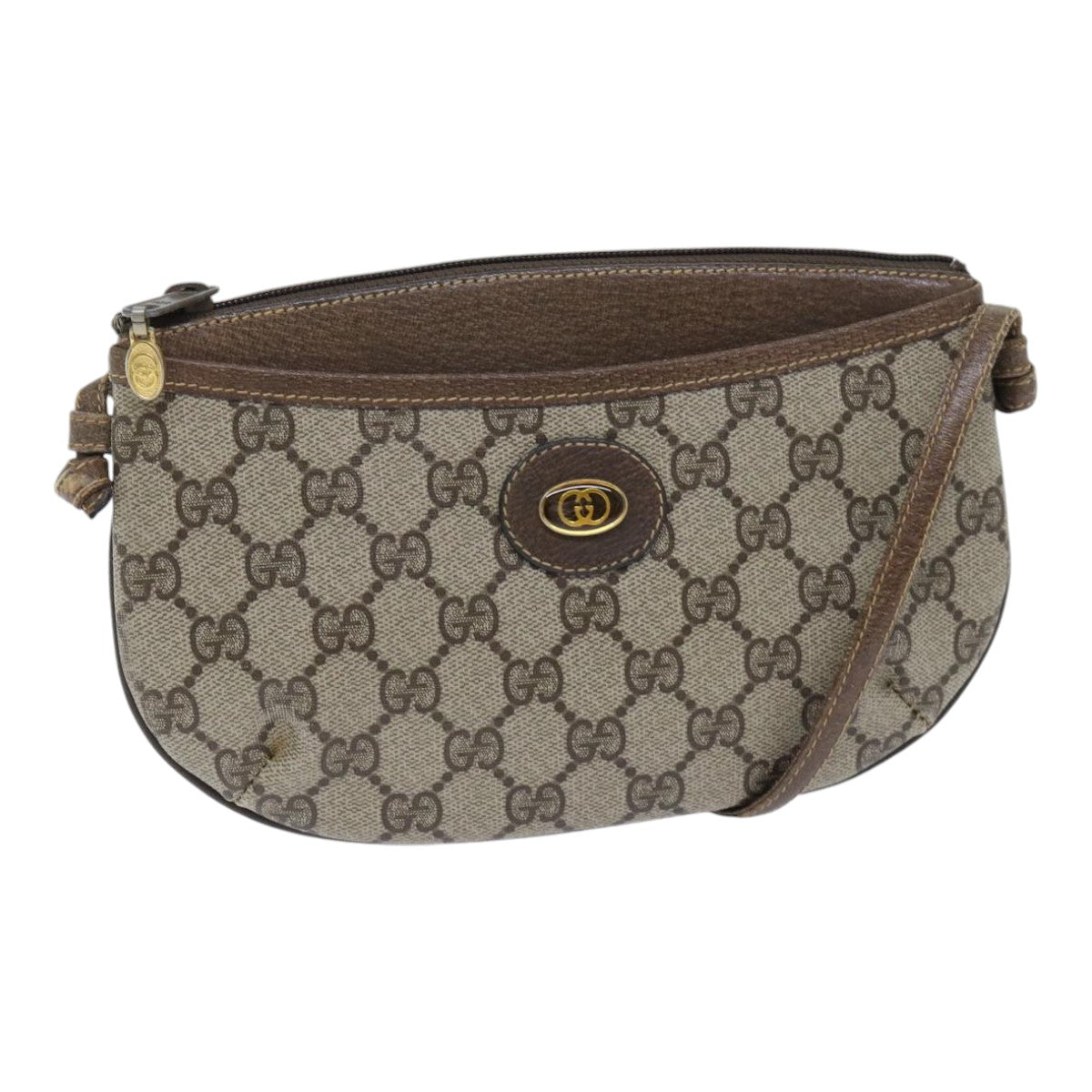 GUCCI GG Supreme Shoulder Bag PVC Leather Beige Gold 904 02 020 th5254