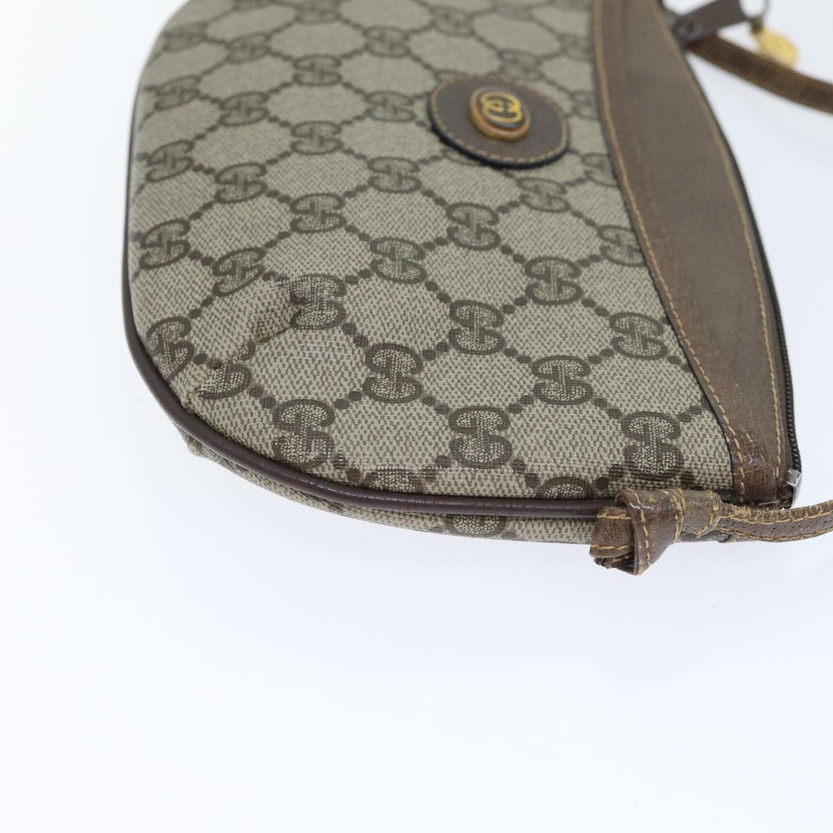 GUCCI GG Supreme Shoulder Bag PVC Leather Beige Gold 904 02 020 th5254