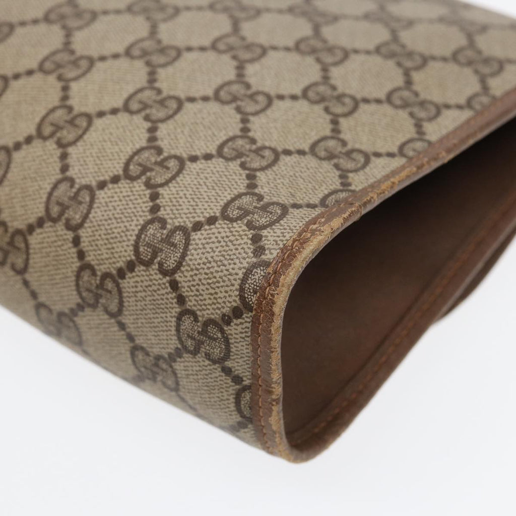GUCCI GG Supreme Web Sherry Line Clutch Bag PVC Beige Gold 89 01 030 th5260