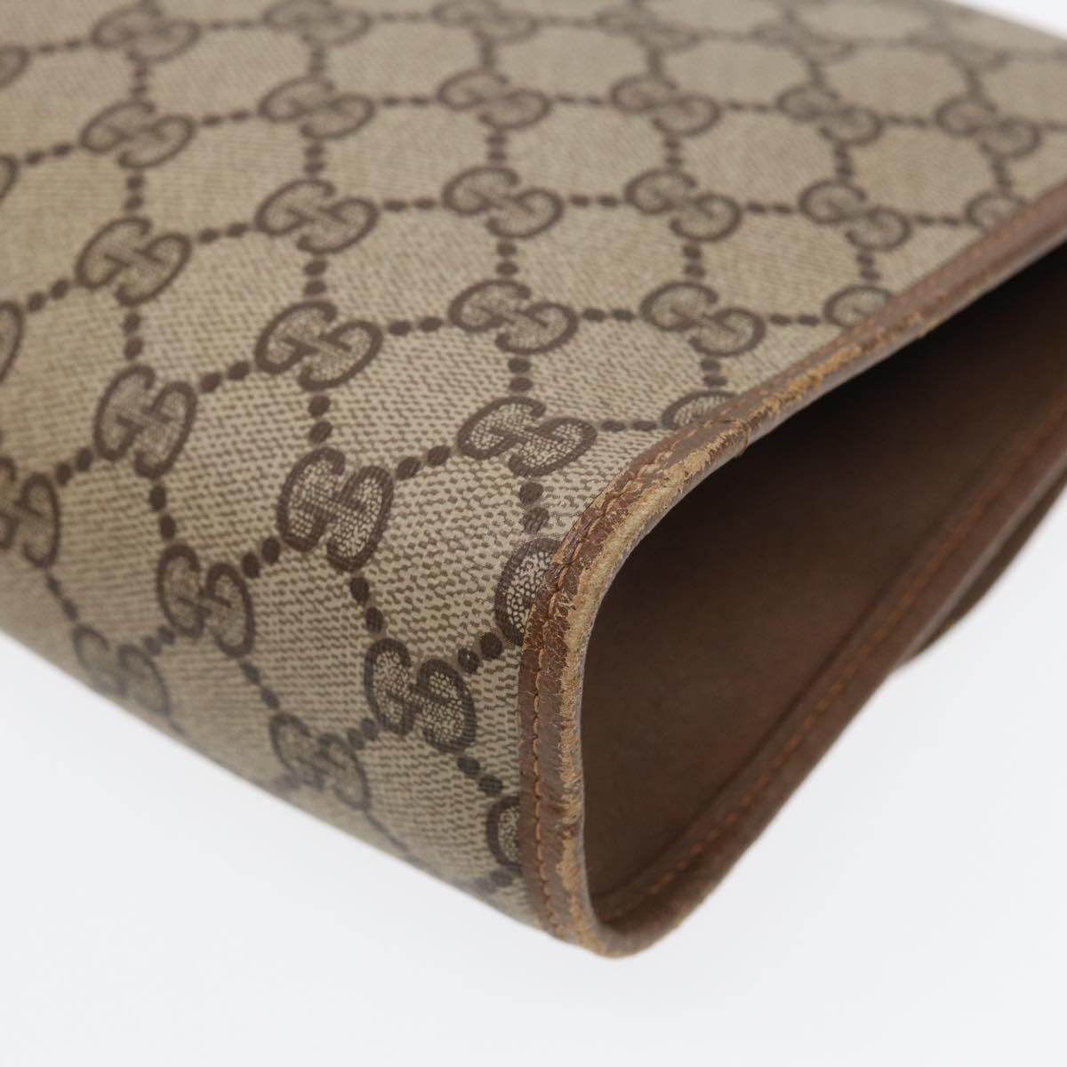 GUCCI GG Supreme Web Sherry Line Clutch Bag PVC Beige Gold 89 01 030 th5260