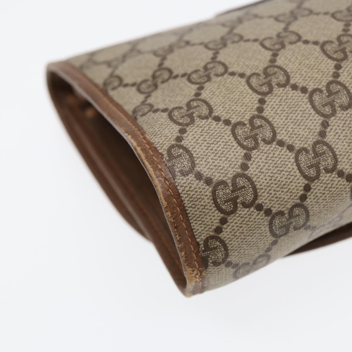 GUCCI GG Supreme Web Sherry Line Clutch Bag PVC Beige Gold 89 01 030 th5260
