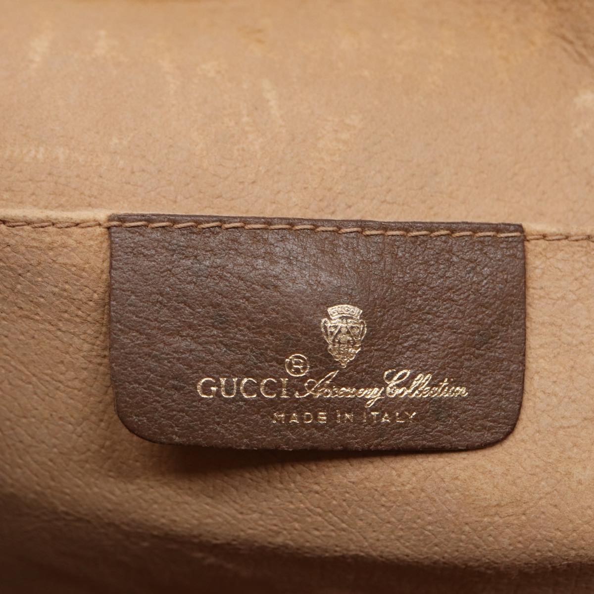 GUCCI GG Supreme Web Sherry Line Clutch Bag PVC Beige Gold 89 01 030 th5260