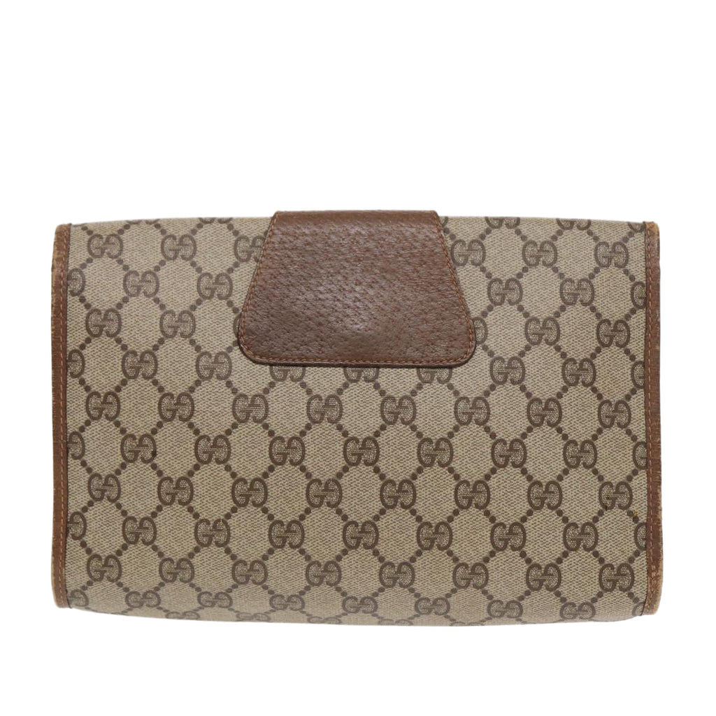 GUCCI GG Supreme Web Sherry Line Clutch Bag PVC Beige Gold 89 01 030 th5260