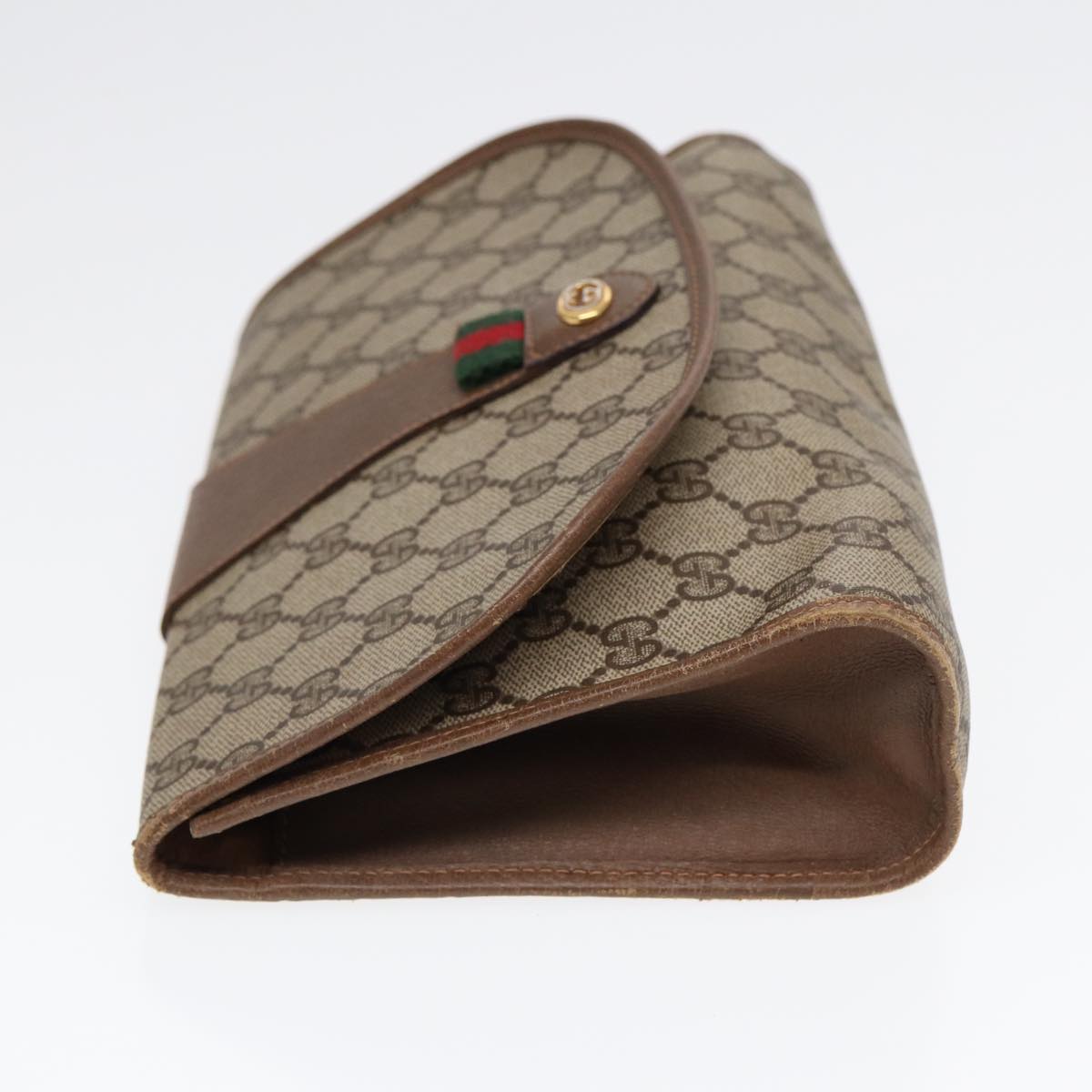 GUCCI GG Supreme Web Sherry Line Clutch Bag PVC Beige Gold 89 01 030 th5260