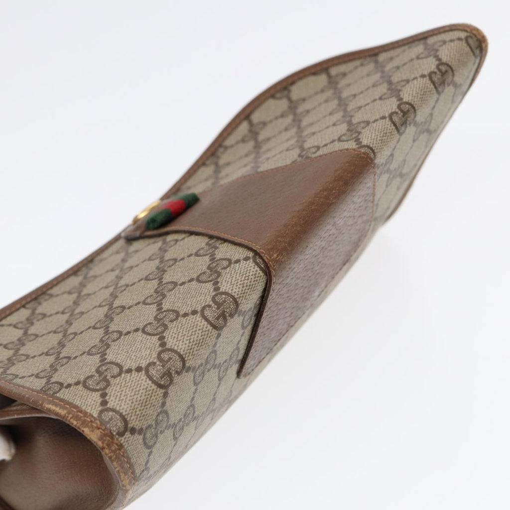 GUCCI GG Supreme Web Sherry Line Clutch Bag PVC Beige Gold 89 01 030 th5260