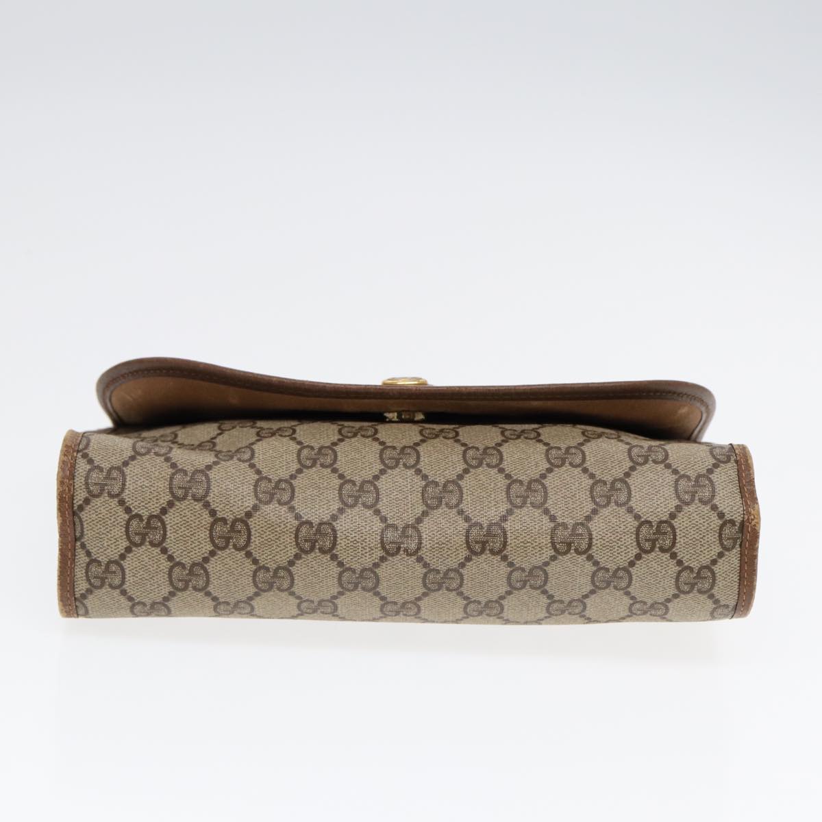 GUCCI GG Supreme Web Sherry Line Clutch Bag PVC Beige Gold 89 01 030 th5260